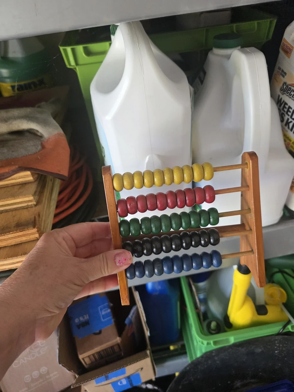Classic Wooden Abacus Toy with Yellow, Red, Green, Black, and Blue Beads